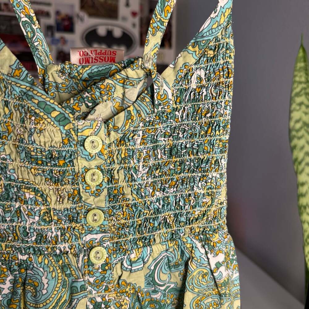 Vintage Mossimo Supply Co. Green Yellow Floral Paisley Mini Dress